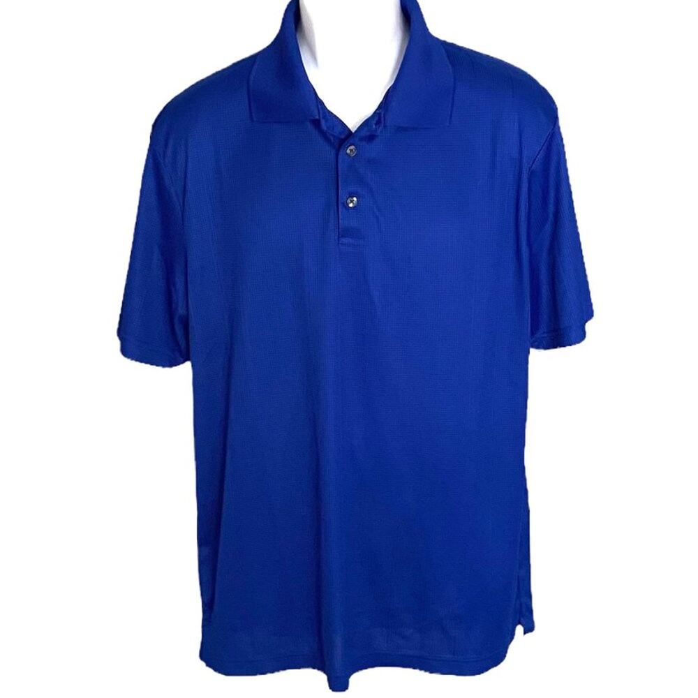 PORT AUTHORITY Men's Royal Blue Silky Textured Golf Shirt ~ Collar ~ Size LARGE